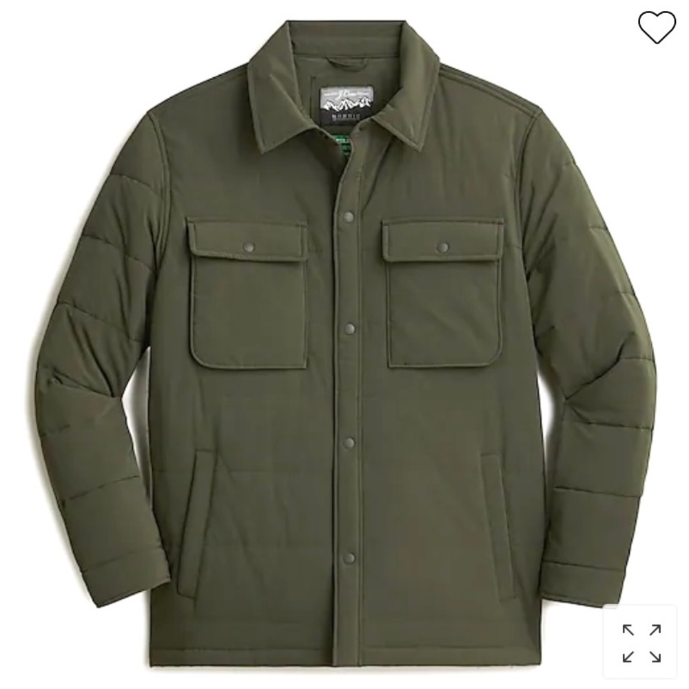 NEW J Crew Nordic PrimaLoft Insulated Overshirt Shacket GREEN Mens NWT XL